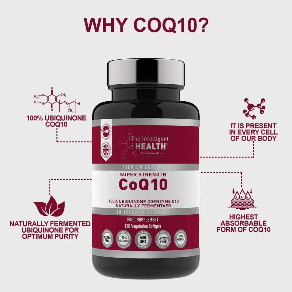 THE INTELLIGENT HEALTH CoQ10 Ubiquinone High Absorption Q10 Coenzyme Vegetarian Caps 200mg