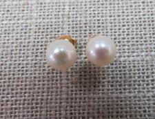 14k Solid Yellow Gold 5.54mm Pearl Stud Earrings  291 