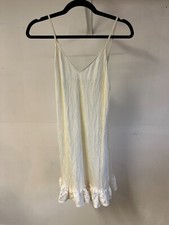 Urban outfitters ivory v neck slip dress sleeveless womens size S ruffle bottom