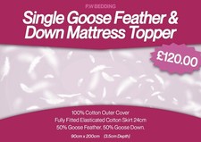 Image of Single hotel quality goose feather & down box topper 100% cotton fully fitted