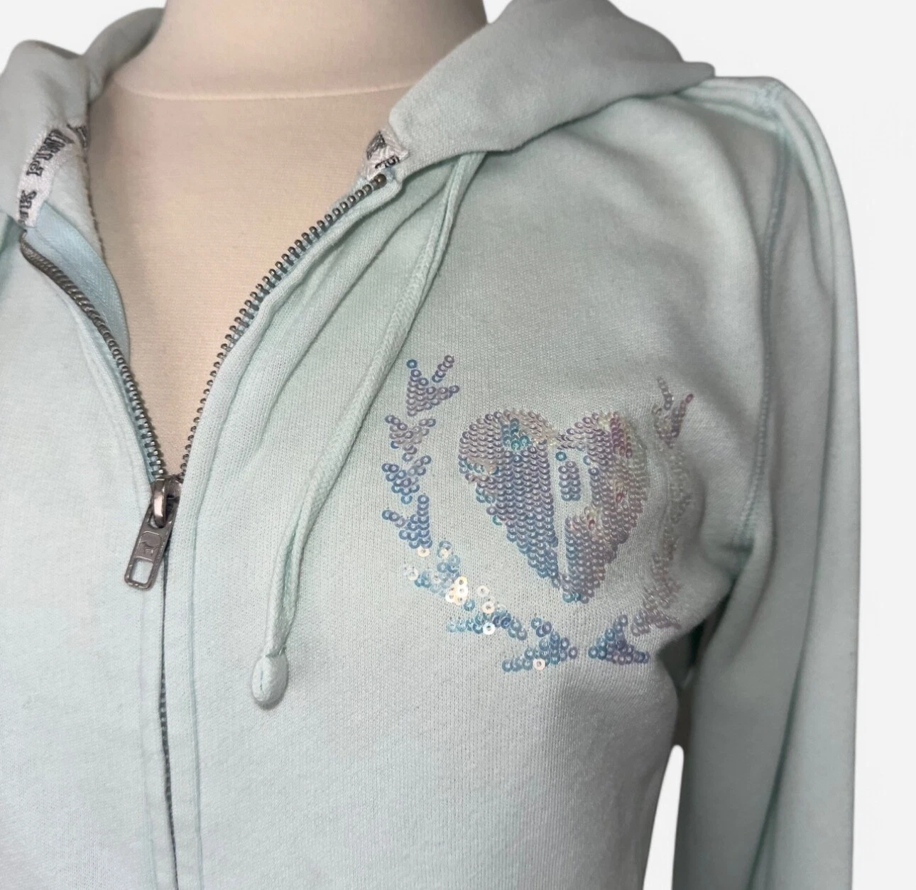 UNDERCOVER Felpa con cappuccio Victoria’s Secret rosa rara vintage full zip Bling Campus Y2K taglia small