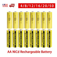 Lot 4-50X 1.2V AA Rechargeable NiCd Batteries Button Top for Garden Solar Lights