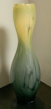 Hand Blown Murano Gray to Blue Spatter Art Glass Stretch 12.5" Vase Excellent