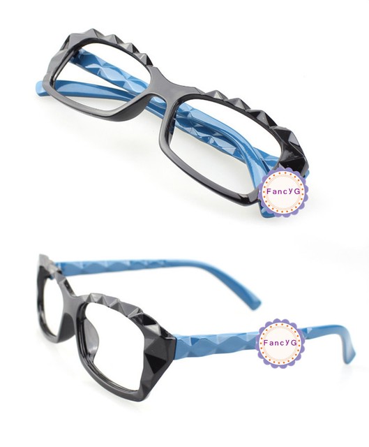 Black Blue Retro Classic Diamond Cut Fashion Glass Frame Unisex Eyewear No Lens eBay