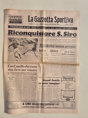 Gazzetta Dello Sport Originale Du 26 Mars 1974 - Milan, Lazio, Agostini, Maldini