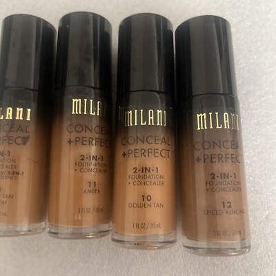 4 Pack Milani Conceal + Perfect 2-in-1 Foundation + Concealer 10-11-12
