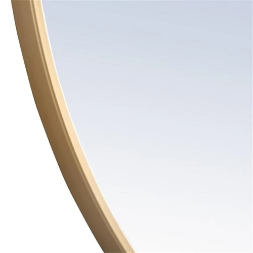 Elegant Decor Rowan 24" Round Metal Frame Hooked Mirror in Brass - Picture 7 of 9