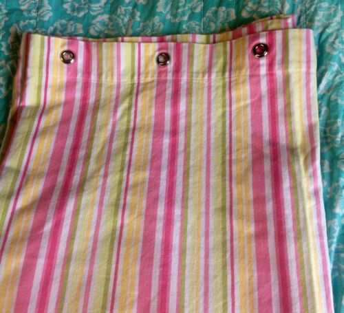 Pottery Barn Kids Grommet Striped PINK Curtain Panel Drape 66" X 68”