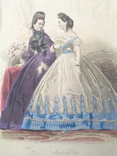 GRAVURE DE MODE ANCIENNE PETIT COURRIER DES DAMES Style Old Fashion Plate
