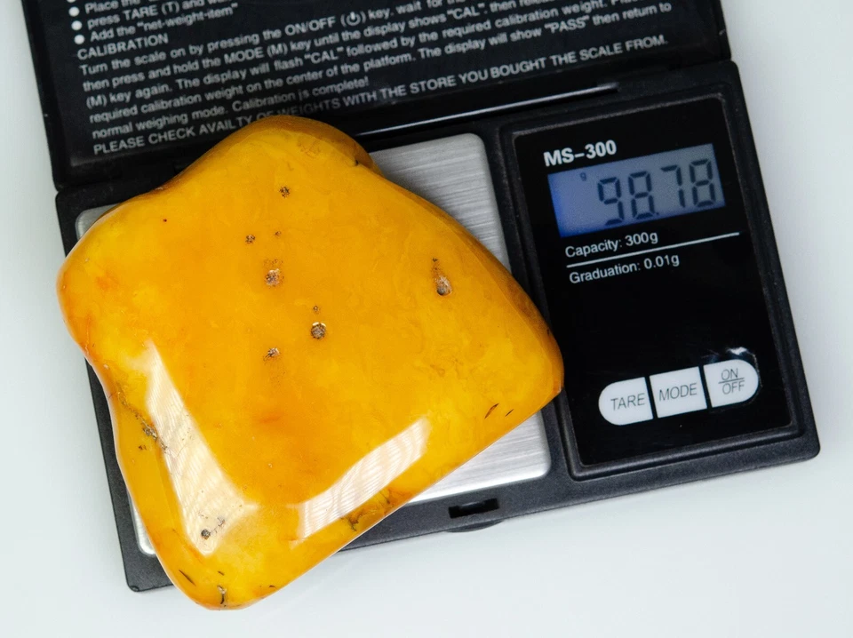 RAR - 98.8 gr - natürlicher Egg Yolk Butterscotch Roh-Bernstein - poliert - Bild 2 von 4