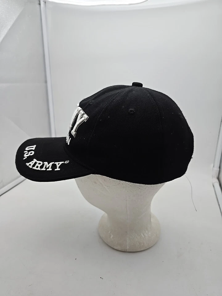 Gorra/sombrero veterano del ejército de los Estados Unidos, logotipo grande, negro, correa militar Foto 2 de 4