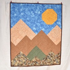 Sale New handmade beige baby toddler quilt patchwork mountains cuddly flannel