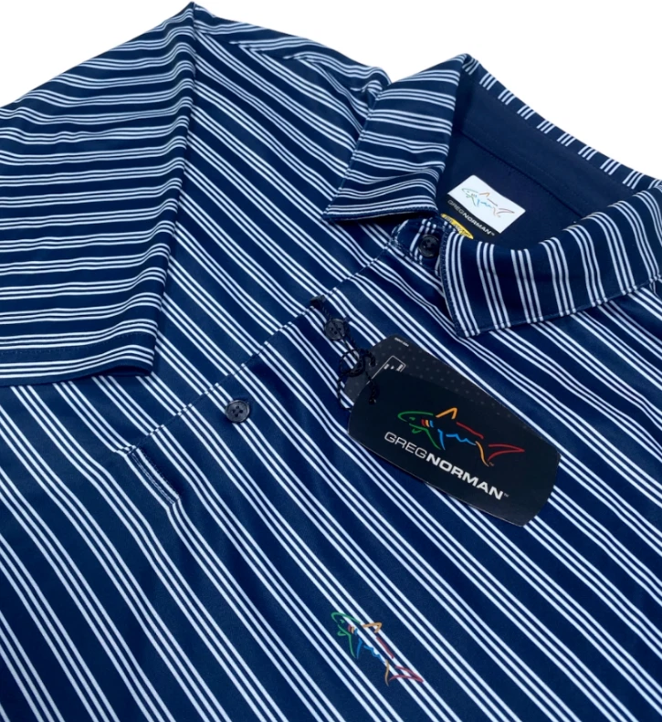 NWT Greg Norman Playdry Polo Stripe Shirt XL Navy or Blue MoreColors