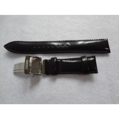 Seiko Watch Band D0151AL Leather Black 20mm For SARB065 With D