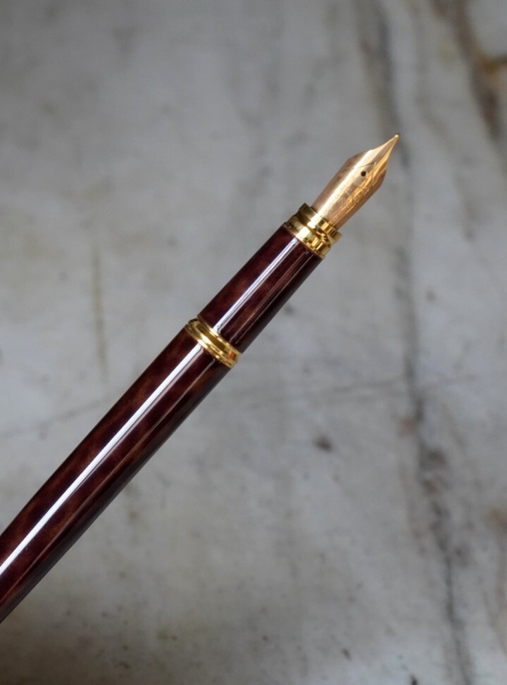 Stylo Plume Waterman Gentleman Laque Marron - Plume Or 18 Carats Fine, Occasion Prestige