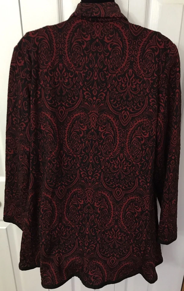 Cárdigan Spirited Randolph Duke para mujer rojo negro manga larga talla mediana Foto 3 de 4