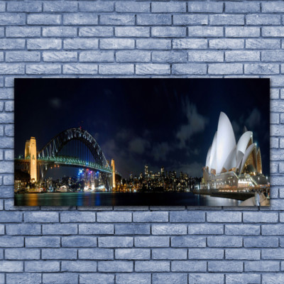 Leinwand-Bilder Wandbild Leinwandbild 140x70 Sydney Brücke Stadt Skyline