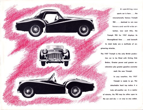 TRIUMPH TR3 Sports ~ 1957 BROCHURE ~ USA American ENGLISH Text - Picture 4 of 4