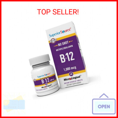 Superior Source No Shot Vitamin B12 Methylcobalamin 1000 mcg, Quick Dissolve Mic
