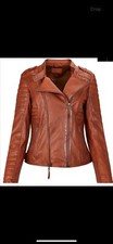 Fab Joe Browns Candid Quilted Leather Biker Jacket Burnt Orange Tan 12 Rsp £169!