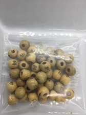 36 PC Multi-Color Symbols Wood 9.6 MM Beads European Spacers Free Ship US Seller