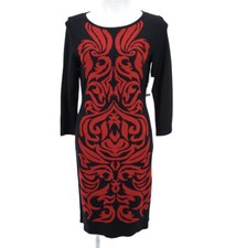 NWT NEW Nine West Women Sweater Bodycon Dress Casual Party Black Fire Red Size M