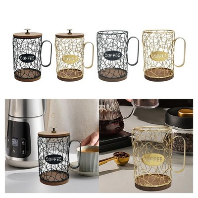 Coffee Pod Holder Coffee Capsule Basket Wire Counter Decor Large Capacity