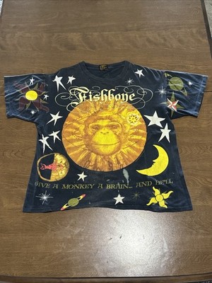 Vintage Fishbone 90s Brockum T Shirt All Over Print Monkey 1993 VTG AOP