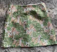 River island  Green/Gold Print Metallic Mini Skirt size 12 UK