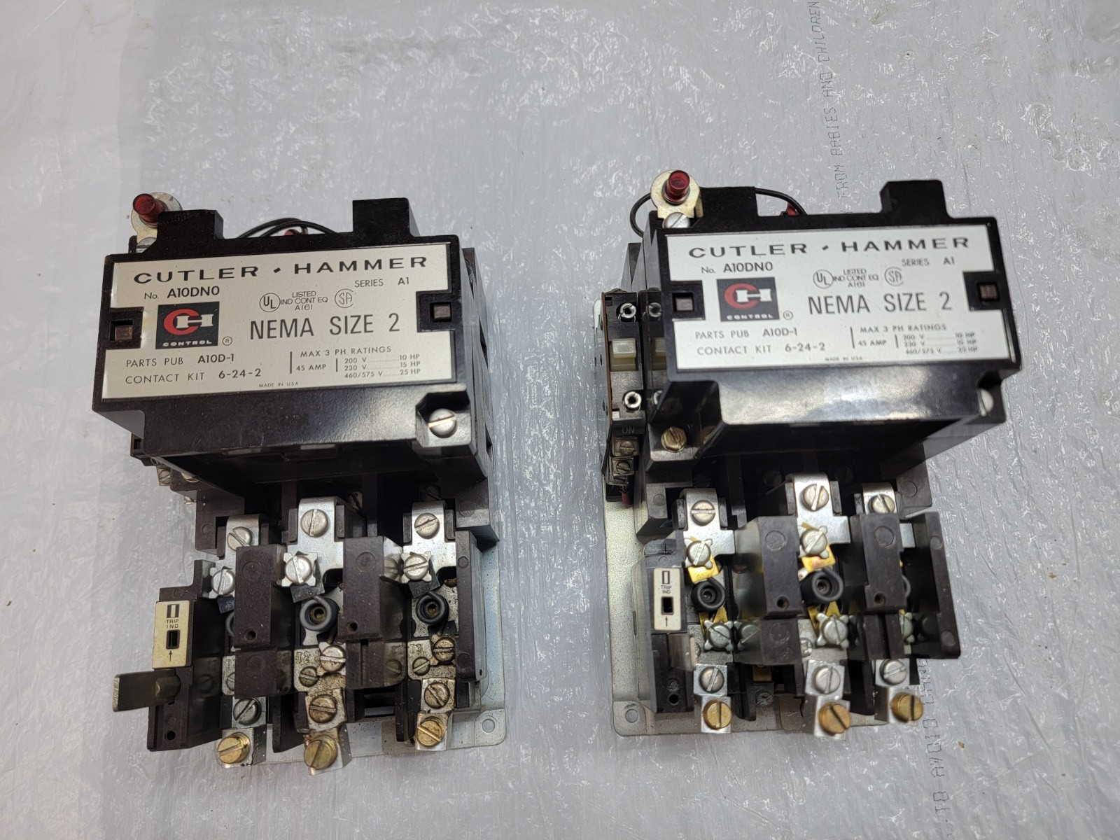 Cutler Hammer A10DNO Series A1 NEMA Size 2 Contactor, Used but in Good Condition