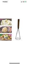 Premium Stainless Steel Potato Masher with Wooden Handle Heavy Duty Kitchen Tool