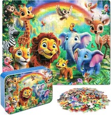 Jungle Animals Puzzles for Kids Ages 4-8, 100 Pieces Jigsaw