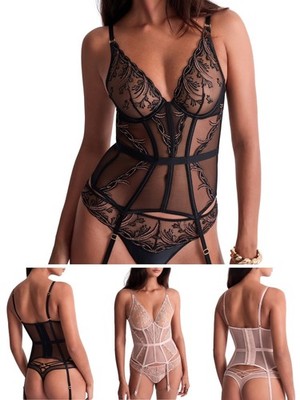 Aubade Cosmic Romance Guepiere Basque Suspender Embroidered Luxury Lingerie