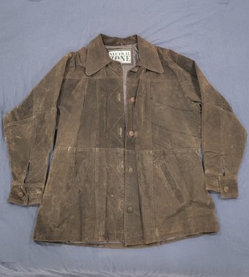 Neutral Zone Brown Leather Jacket Men's 2X Button Spread Collar Mid-Length
