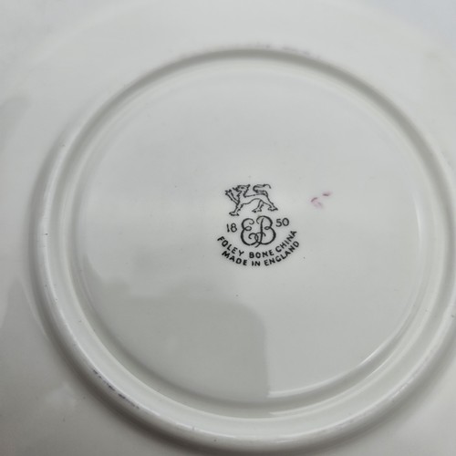 Tasse à thé et soucoupe extérieure vintage EB Foley rose chou bordure or rose RARE - Photo 9/9