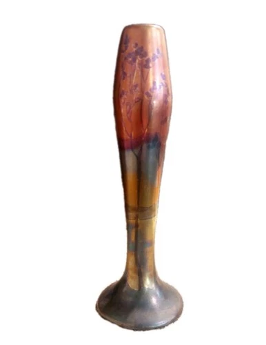 Weller Pottery Lasa 1920s Bud Vase Gold Luster Glaze Tree