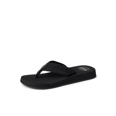 Reef Women s Sandy Beach Flip Flops, Recycled Strap, Black, Size 8