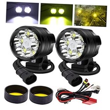 2PCS Motorcycle Spotlight Front Auxiliary Lights with Wiring Harness and