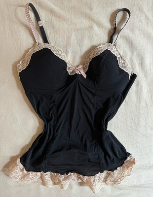 Intimissimi Bustier 70B Schwarz/Rosa Spitze & Schleife, verstellbar babydoll