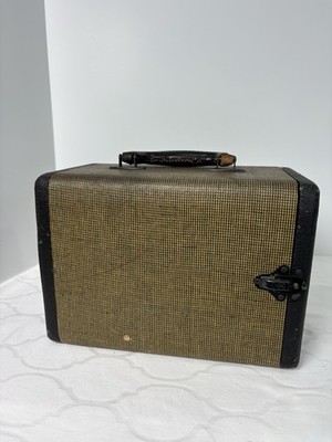 VTG Eagle Lock Film Case - 35mm Individual Slides 3 Drawer USA 1950s Tweed Black