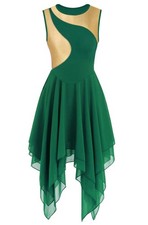 yrsZX Women's Praise Dance Dress Tunic Irregular Flowy Skirt Sleeveless Worsh...