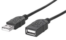 MANHATTAN 6-Feet Hi-Speed USB Device Cable A Male/A Female, Black 338653 