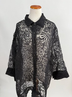 RUBY RD. Black sheer shirt top Women's 22W