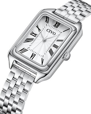 CIVO Silver Ladies Watch Vintage Analogue Quartz Elegant Fashion Wristwatch