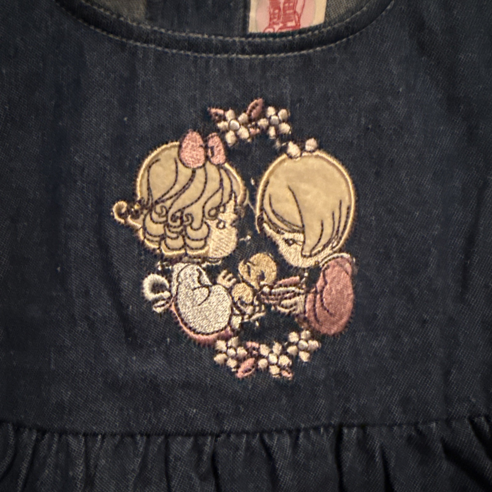  Vintage Y2K Precious Moments Denim Dress Size 18 months Embroidered NWT
