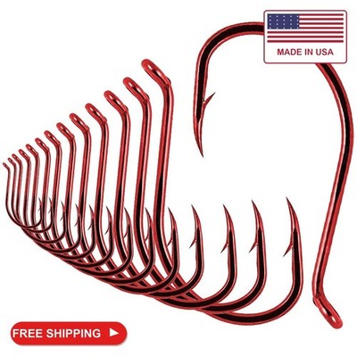 Octopus-Hook-Fishing-Beak-Circle-Hooks-Freshwater-Red-Black-100-50 Pack (1-Red,