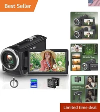 Compact 2.7K Camcorder with 50MP Photos, Built-in Light & Webcam Functionality
