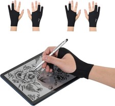 Two Finger Anti-fouling Glove Drawing  Pen Graphic Tablet Pad For Artist Black