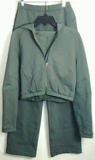 LULULEMON Olive Green Hoodie & Sweatpant Wide Leg Jogger Set Size XS