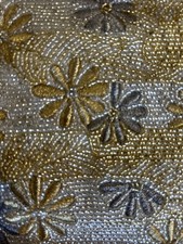 Walborg Vintage Silver  Gold Floral Beaded Evening Purse Bag Estate Find EUC